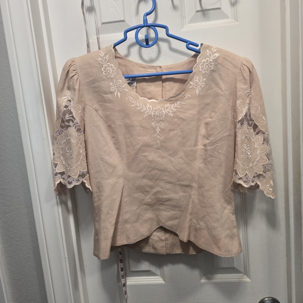 Cloak Of Many Colors Vintage Linen Blouse Size 12
